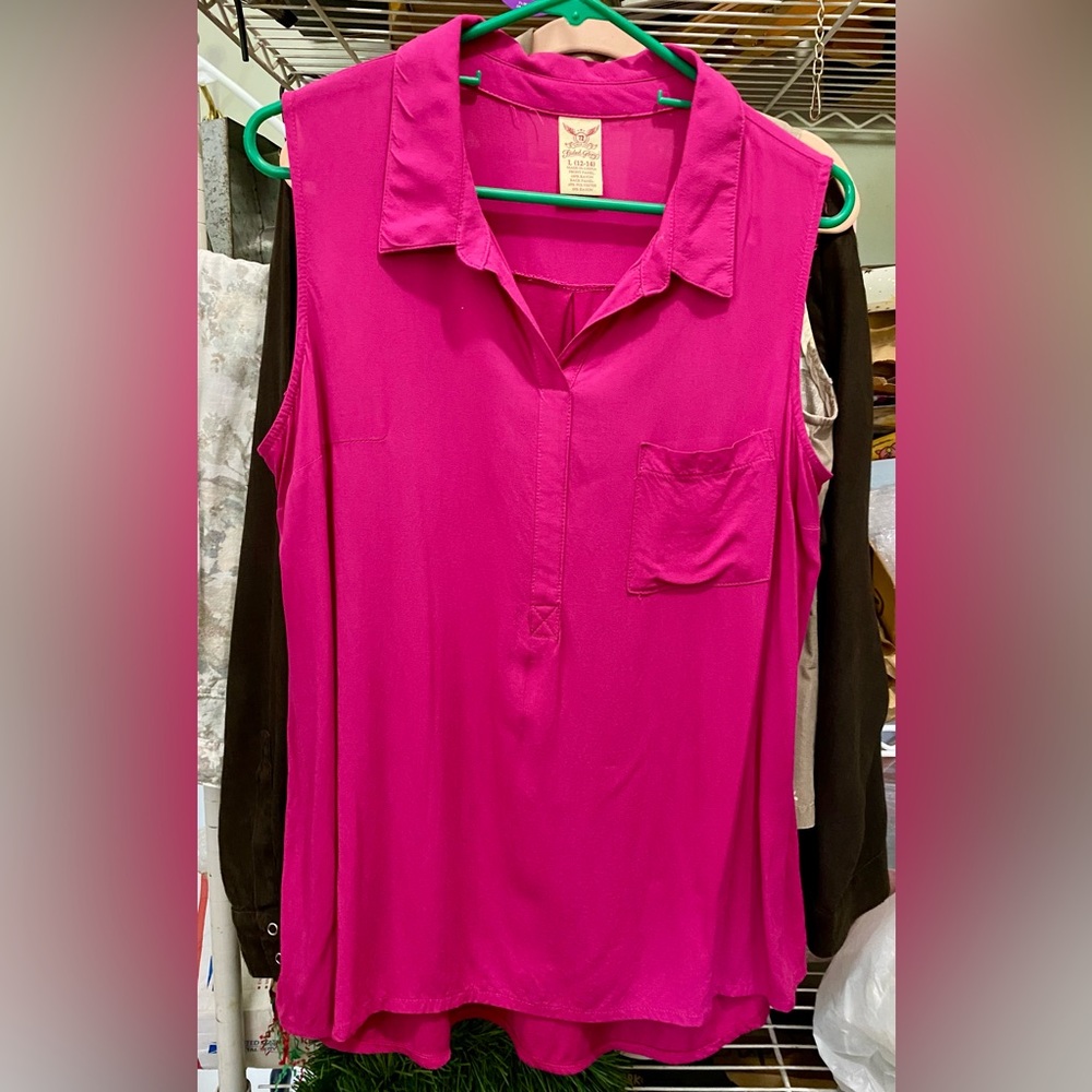 Bright Pink Sleeveless Blouse